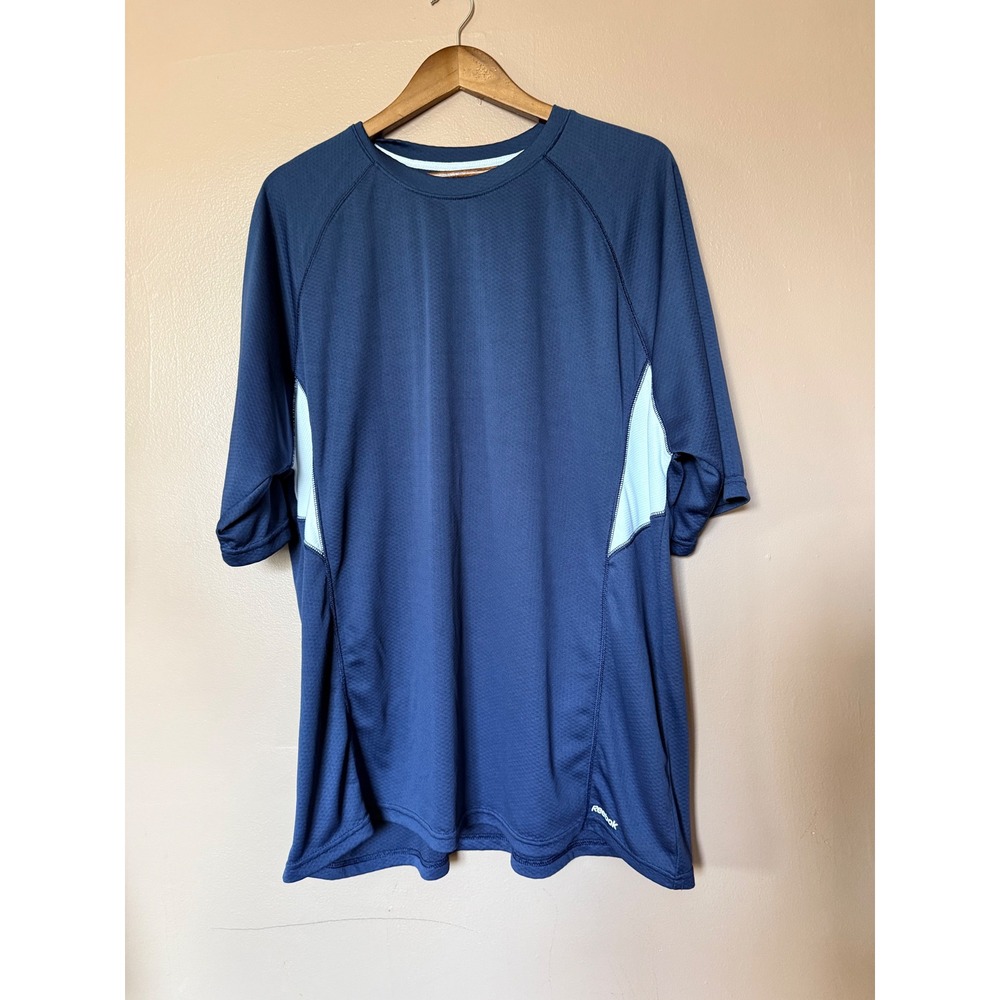 Reebok Mens XXL Blue Short Sleeve Performance T Shirt Activewear Mesh Polyester